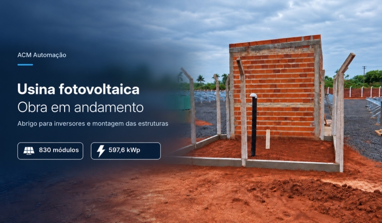 Usina fotovoltaica de 597,6 kWp avança com construção do abrigo
